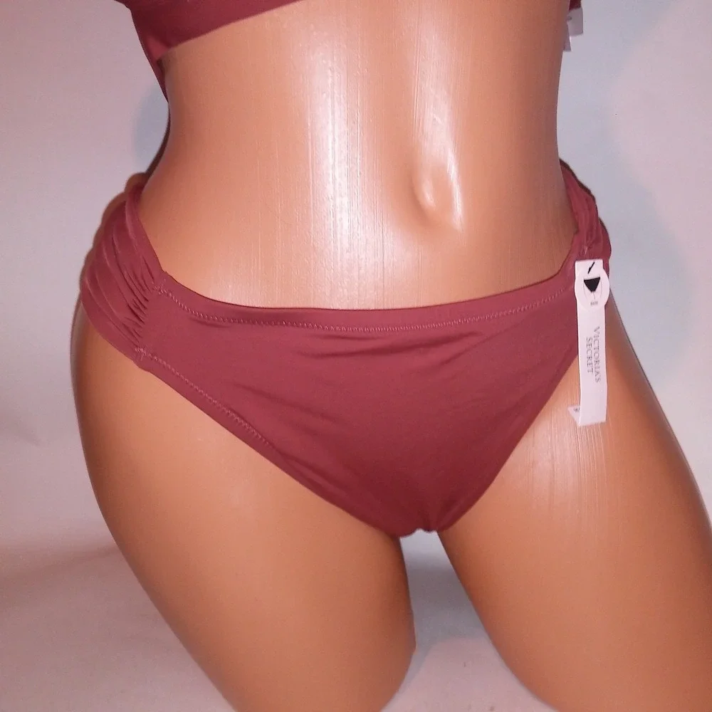 Victoria Secret Swim Bikini 38D Top XL Bottom Bikini Ginger Push Up Solid Hottie
